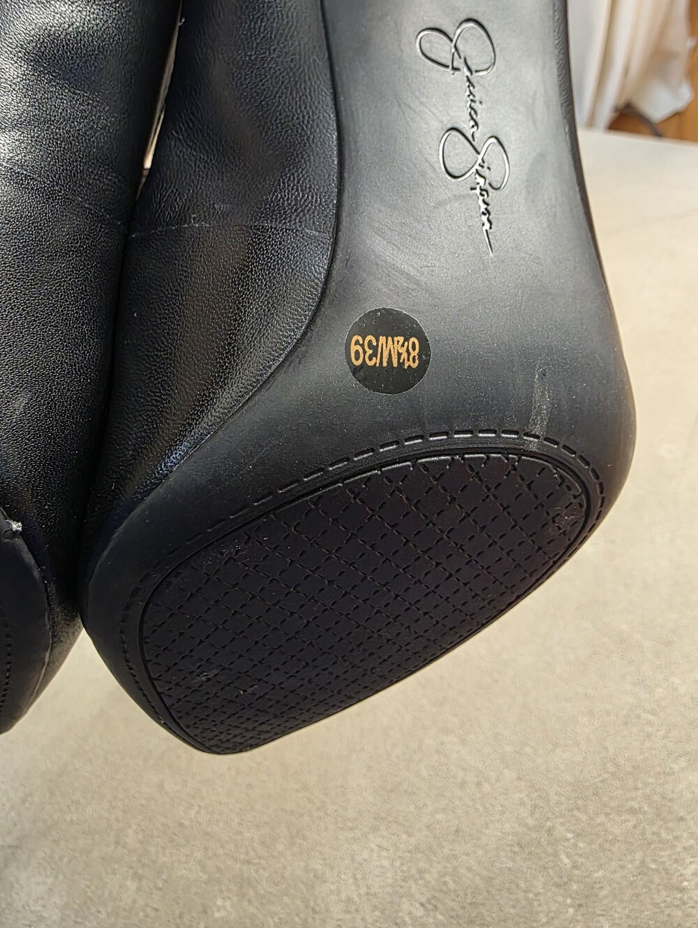 Jessica Simpson Classic Black Leather Stiletto Pump Heel 8.5M - Picture 7 of 12